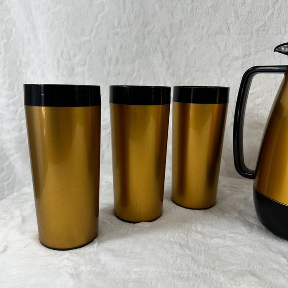 Vintage Thermo Serv Coffee Set Carafe with 6 Tumblers Mid Century Modern Must - Picture 3 of 10